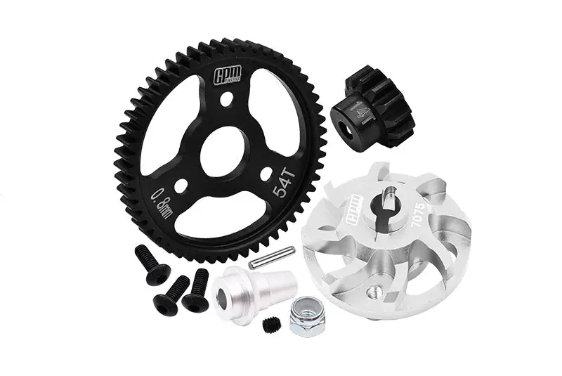 Aluminum 7075 Alloy Spur Gear Adapter With Steel 32 Pitch 54T Spur Gear & 14T Motor Gear For Traxxas 1/10 Slash 4X4 Lcg-68086-21 Upgrades - Silver 1