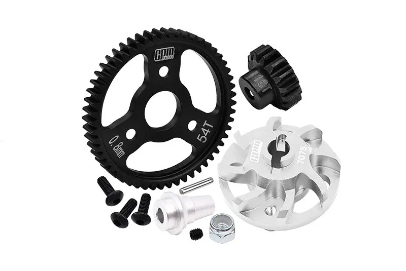 Aluminum 7075 Alloy Spur Gear Adapter With Steel 32 Pitch 54T Spur Gear & 16T Motor Gear For Traxxas 1/10 Slash 4X4 Lcg-68086-21 Upgrades - Silver 1