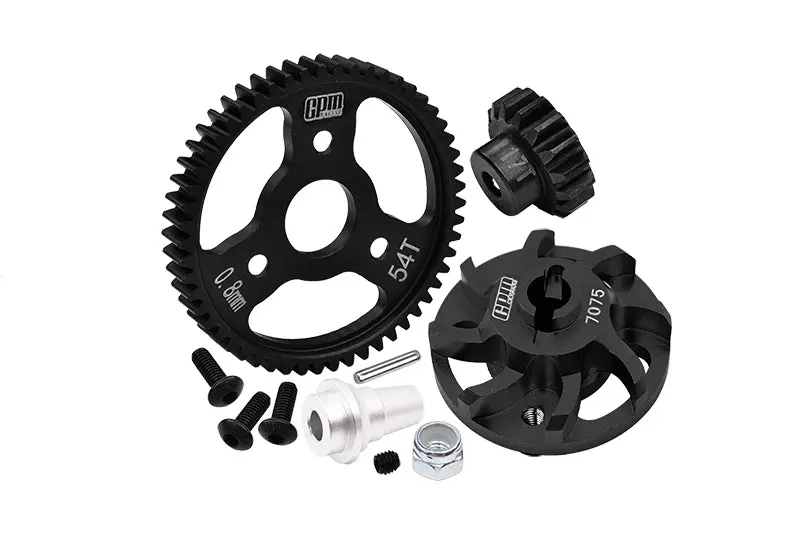 Aluminum 7075 Alloy Spur Gear Adapter With Steel 32 Pitch 54T Spur Gear & 17T Motor Gear For Traxxas 1/10 Slash 4X4 Lcg-68086-21 Upgrades - Black 1