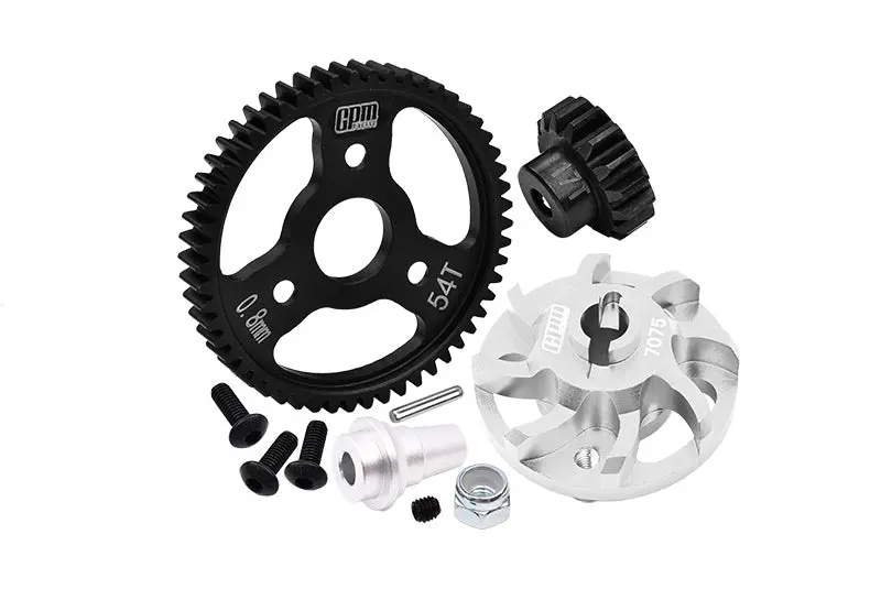 Aluminum 7075 Alloy Spur Gear Adapter With Steel 32 Pitch 54T Spur Gear & 17T Motor Gear For Traxxas 1/10 Slash 4X4 Lcg-68086-21 Upgrades - Silver 1