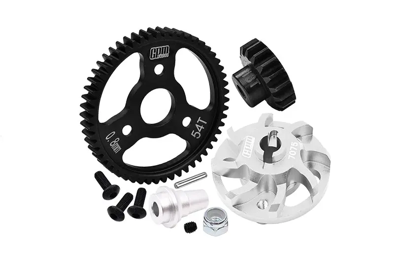 Aluminum 7075 Alloy Spur Gear Adapter With Steel 32 Pitch 54T Spur Gear & 18T Motor Gear For Traxxas 1/10 Slash 4X4 Lcg-68086-21 Upgrades - Silver 1