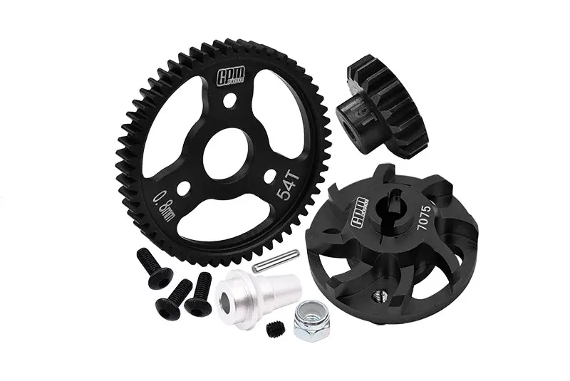 Aluminum 7075 Alloy Spur Gear Adapter With Steel 32 Pitch 54T Spur Gear & 19T Motor Gear For Traxxas 1/10 Slash 4X4 Lcg-68086-21 Upgrades - Black 1
