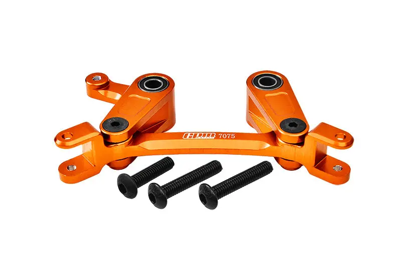 Aluminum 7075 Alloy Steering Assembly For Arrma 1:10 Granite / Big Rock / Senton / Vendetta / Vorteks / Kraton / Outcast / 1:8 Typhon Upgrade Parts - Orange 1