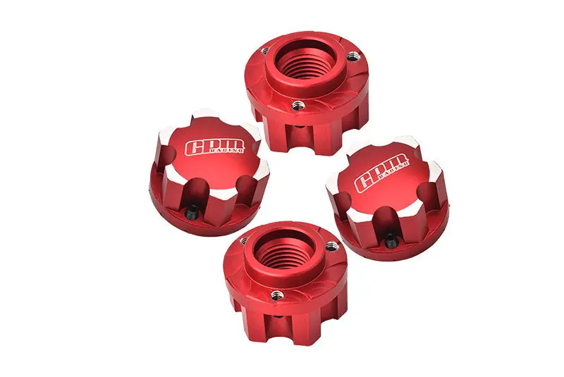 Aluminum 7075 Alloy Wheel Adapters For Pro-Line Tire For Traxxas 1:5 X Maxx 8S-77086-4 / Xrt 8S-78086-4 / Xrt Ultimate 8S-78097-4 / X Maxx Ultimate 8S-77097-4 Monster Truck Upgrades - Red 1