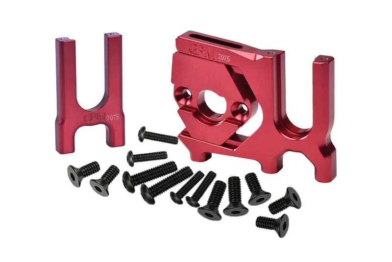 Aluminum 7075 Center Diff Mount (Front+Rear) + Sliding Motor Mount For Arrma 1:8 Kraton / Outcast / Talion / Typhon / Notorious / Kraton Exb / Typhon Tlr / 1:7 Infraction / Limitless / Mojave - Red 1