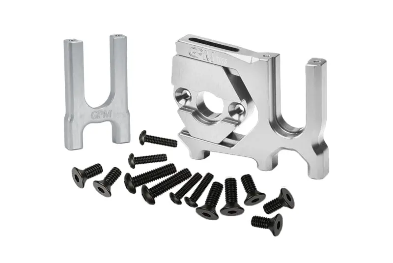 Aluminum 7075 Center Diff Mount (Front+Rear) + Sliding Motor Mount For Arrma 1:8 Kraton / Outcast / Talion / Typhon / Notorious / Kraton Exb / Typhon Tlr / 1:7 Infraction / Limitless / Mojave - Silver 1
