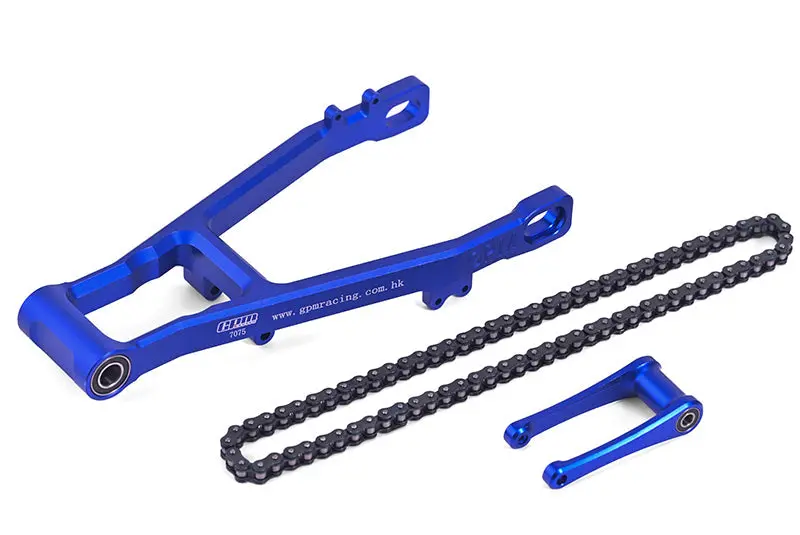 Aluminum 7075 Extend Swing Arm (+30Mm) + Pull Rod + Chain For Losi 1:4 Promoto Mx Motorcycle Dirt Bike Rtr Fxr Los06000 Los06002 Upgrades - Blue 1