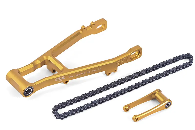 Aluminum 7075 Extend Swing Arm (+30Mm) + Pull Rod + Chain For Losi 1:4 Promoto Mx Motorcycle Dirt Bike Rtr Fxr Los06000 Los06002 Upgrades - Gold 1