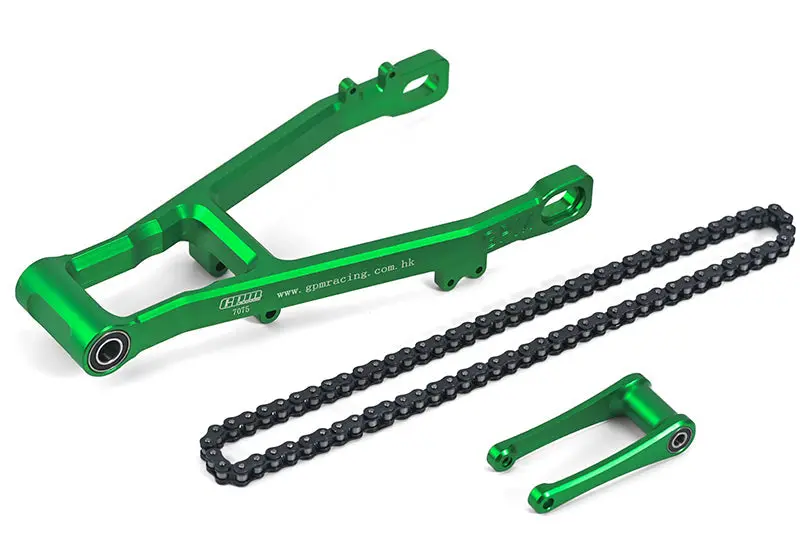 Aluminum 7075 Extend Swing Arm (+30Mm) + Pull Rod + Chain For Losi 1:4 Promoto Mx Motorcycle Dirt Bike Rtr Fxr Los06000 Los06002 Upgrades - Green 1