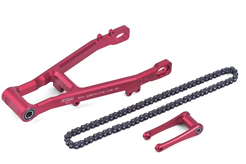 Aluminum 7075 Extend Swing Arm (+30Mm) + Pull Rod + Chain For Losi 1:4 Promoto Mx Motorcycle Dirt Bike Rtr Fxr Los06000 Los06002 Upgrades - Red 1