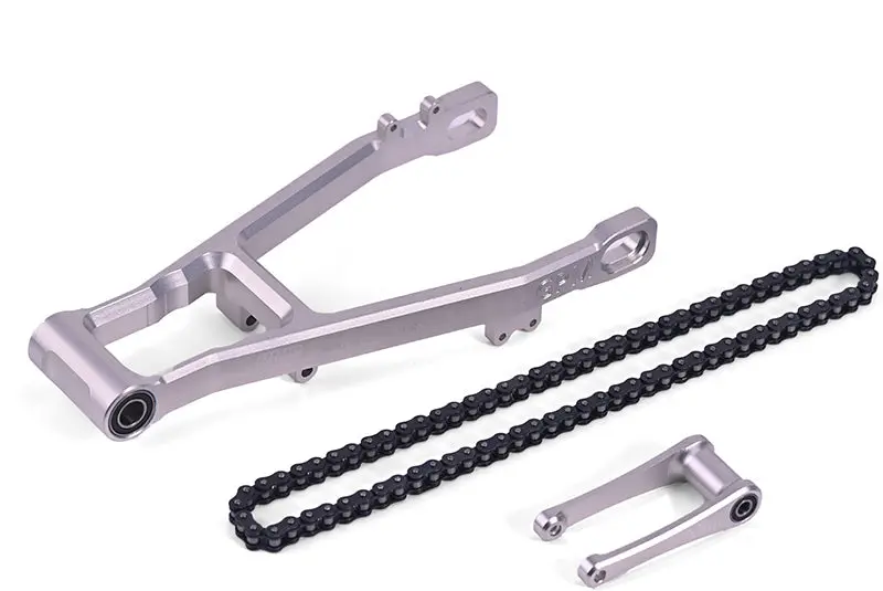 Aluminum 7075 Extend Swing Arm (+30Mm) + Pull Rod + Chain For Losi 1:4 Promoto Mx Motorcycle Dirt Bike Rtr Fxr Los06000 Los06002 Upgrades - Silver 1