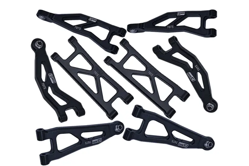 Aluminum 7075 Front And Rear Suspension Arms Set For Arrma 1/18 Granite Grom Mega 380 Brushed 4X4 Monster Truck Ara2102 Upgrade Parts - Black 1