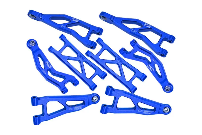 Aluminum 7075 Front And Rear Suspension Arms Set For Arrma 1/18 Granite Grom Mega 380 Brushed 4X4 Monster Truck Ara2102 Upgrade Parts - Blue 1