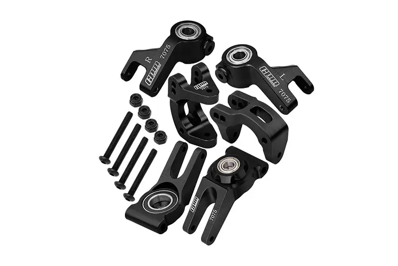 Aluminum 7075 Front C Hubs & Front Steering Block & Rear Hub (Larger Inner Bearings) For Arrma 1/10 Gorgon 4X2 Mega 550 Brushed Monster Truck-Ara3230 Upgrades - Black 1