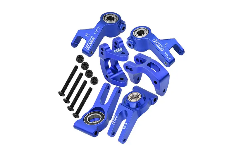 Aluminum 7075 Front C Hubs & Front Steering Block & Rear Hub (Larger Inner Bearings) For Arrma 1/10 Gorgon 4X2 Mega 550 Brushed Monster Truck-Ara3230 Upgrades - Blue 1