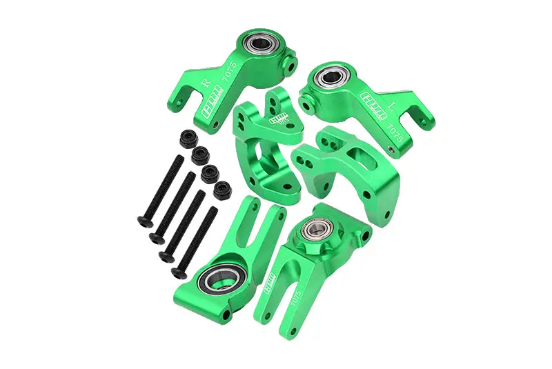 Aluminum 7075 Front C Hubs & Front Steering Block & Rear Hub (Larger Inner Bearings) For Arrma 1/10 Gorgon 4X2 Mega 550 Brushed Monster Truck-Ara3230 Upgrades - Green 1