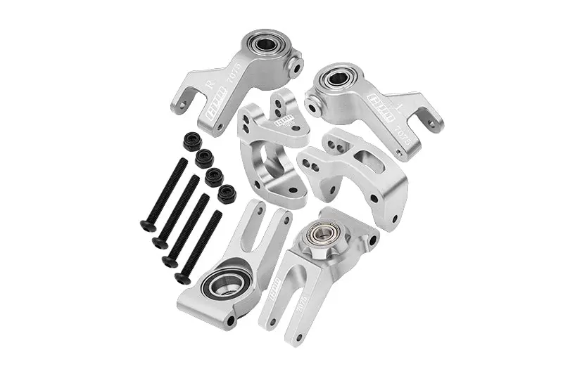 Aluminum 7075 Front C Hubs & Front Steering Block & Rear Hub (Larger Inner Bearings) For Arrma 1/10 Gorgon 4X2 Mega 550 Brushed Monster Truck-Ara3230 Upgrades - Silver 1