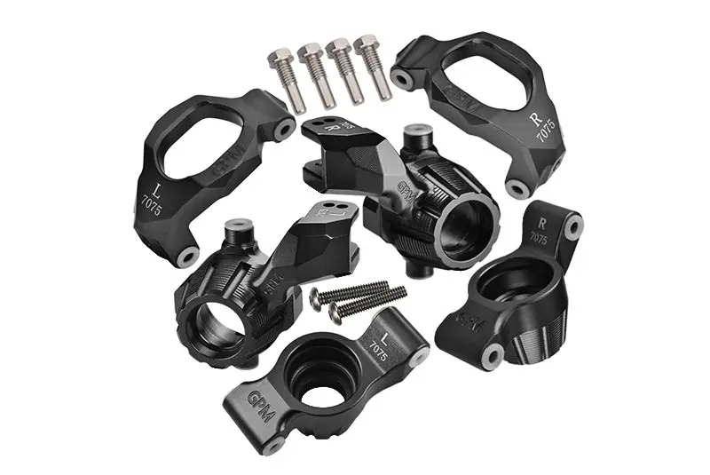 Aluminum 7075 Front C-Hubs & Front Steering Blocks & Rear Stub Axle Carriers Set For Traxxas 1:10 4Wd Maxx 89076-4 / 4Wd Maxx With Widemaxx 89086-4 / 1:8 4Wd Maxx Slash 6S 102076-4 Upgrades - Black 1