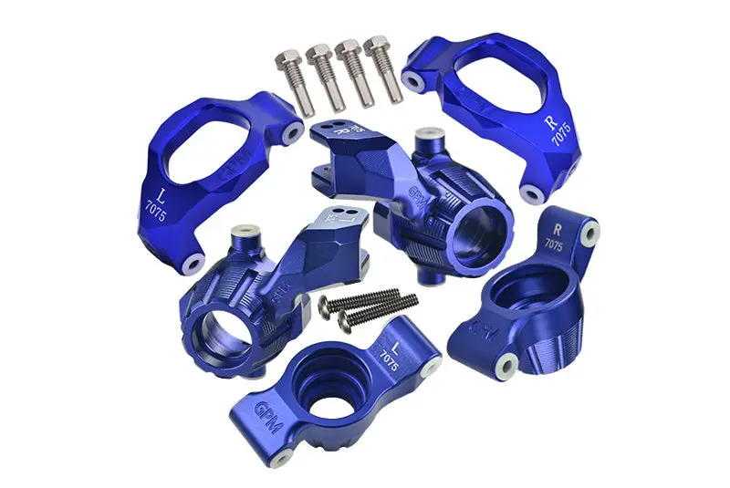 Aluminum 7075 Front C-Hubs & Front Steering Blocks & Rear Stub Axle Carriers Set For Traxxas 1:10 4Wd Maxx 89076-4 / 4Wd Maxx With Widemaxx 89086-4 / 1:8 4Wd Maxx Slash 6S 102076-4 Upgrades - Blue 1