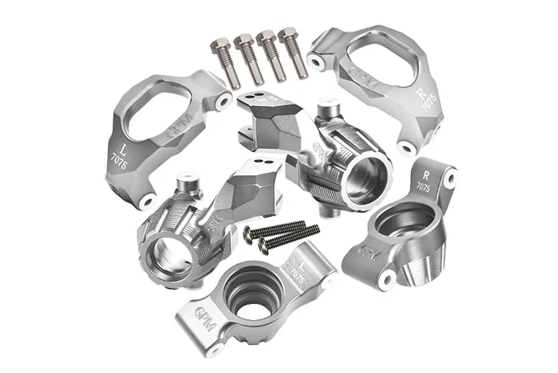 Aluminum 7075 Front C-Hubs & Front Steering Blocks & Rear Stub Axle Carriers Set For Traxxas 1:10 4Wd Maxx 89076-4 / 4Wd Maxx With Widemaxx 89086-4 / 1:8 4Wd Maxx Slash 6S 102076-4 Upgrades - Silver 1