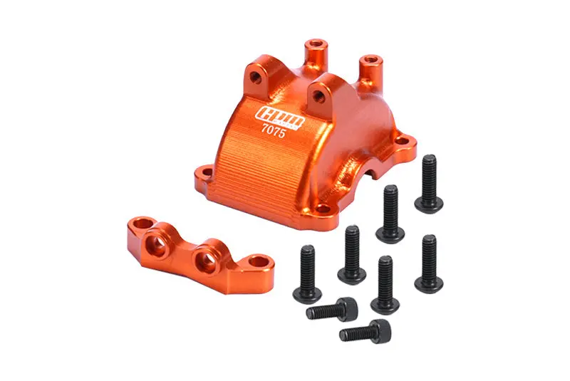 Aluminum 7075 Front Or Rear Gearbox Cover + Upper Arm Stabilizer For 1:10 Tamiya Rc Tt-02 / Tt-02T Upgrade Parts - Orange 1