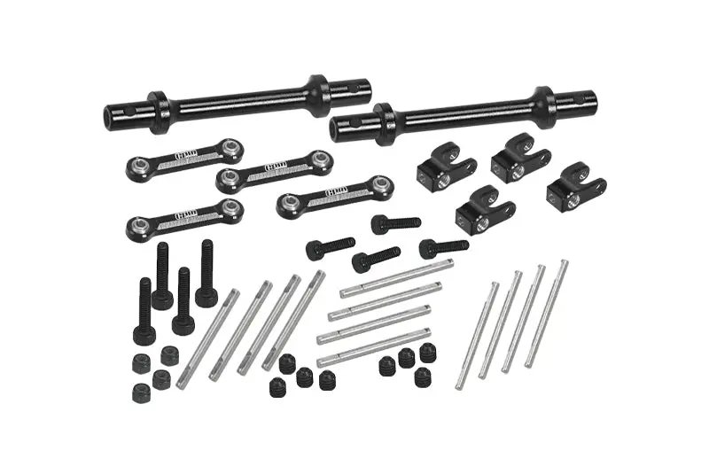 Aluminum 7075 Front & Rear Sway Bar Set For Losi 1/18 Mini Lmt 4X4 Brushed Monster Truck Rtr-Los01026 Upgrades - Black 1
