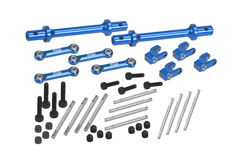 Aluminum 7075 Front & Rear Sway Bar Set For Losi 1/18 Mini Lmt 4X4 Brushed Monster Truck Rtr-Los01026 Upgrades - Blue 1