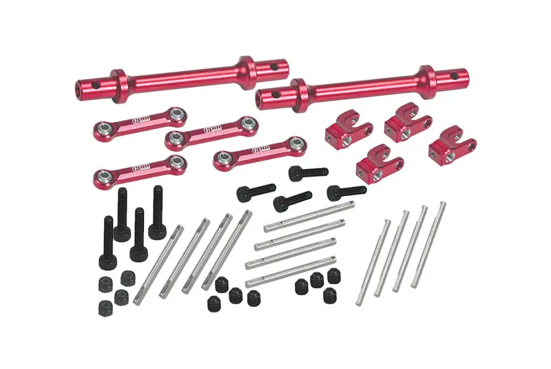 Aluminum 7075 Front & Rear Sway Bar Set For Losi 1/18 Mini Lmt 4X4 Brushed Monster Truck Rtr-Los01026 Upgrades - Red 1