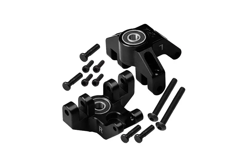 Aluminum 7075 Front Spindle Set (Larger Inner Bearings) For Losi 1:8 Lmt 4Wd Solid Axle Monster Truck Los04022 / Lmt Mega Truck Brushless Los04024 / Lmt Grave Digger/Son-Uva Digger Los04021 - Black 1
