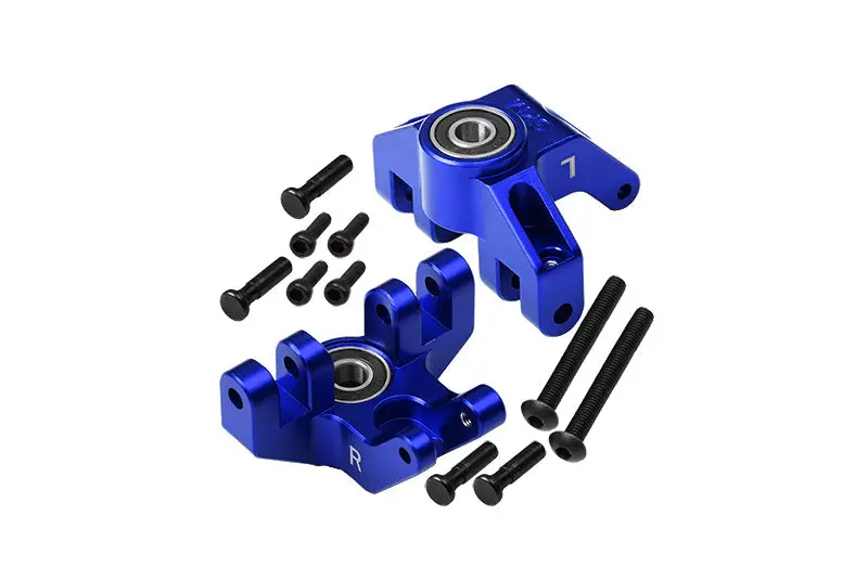 Aluminum 7075 Front Spindle Set (Larger Inner Bearings) For Losi 1:8 Lmt 4Wd Solid Axle Monster Truck Los04022 / Lmt Mega Truck Brushless Los04024 / Lmt Grave Digger/Son-Uva Digger Los04021 - Blue 1