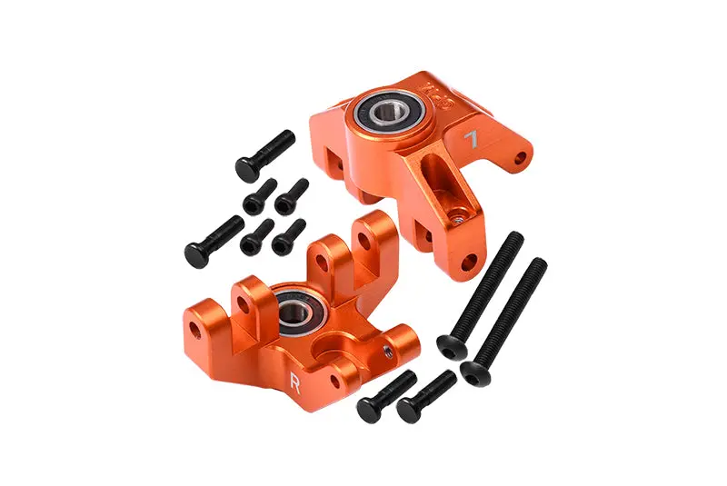Aluminum 7075 Front Spindle Set (Larger Inner Bearings) For Losi 1:8 Lmt 4Wd Solid Axle Monster Truck Los04022 / Lmt Mega Truck Brushless Los04024 / Lmt Grave Digger/Son-Uva Digger Los04021 - Orange 1