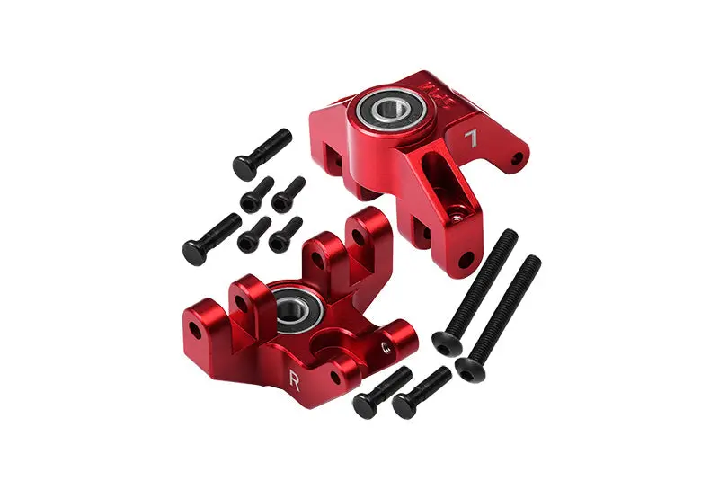Aluminum 7075 Front Spindle Set (Larger Inner Bearings) For Losi 1:8 Lmt 4Wd Solid Axle Monster Truck Los04022 / Lmt Mega Truck Brushless Los04024 / Lmt Grave Digger/Son-Uva Digger Los04021 - Red 1