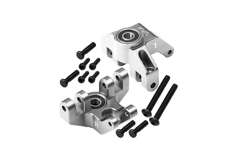 Aluminum 7075 Front Spindle Set (Larger Inner Bearings) For Losi 1:8 Lmt 4Wd Solid Axle Monster Truck Los04022 / Lmt Mega Truck Brushless Los04024 / Lmt Grave Digger/Son-Uva Digger Los04021 - Silver 1
