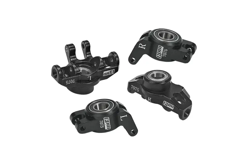 Aluminum 7075 Front Steering Block + Rear Hub (Larger Inner Bearings) For Arrma 1/18 Granite Grom Mega 380 Brushed 4X4 Monster Truck Ara2102 - Black 1