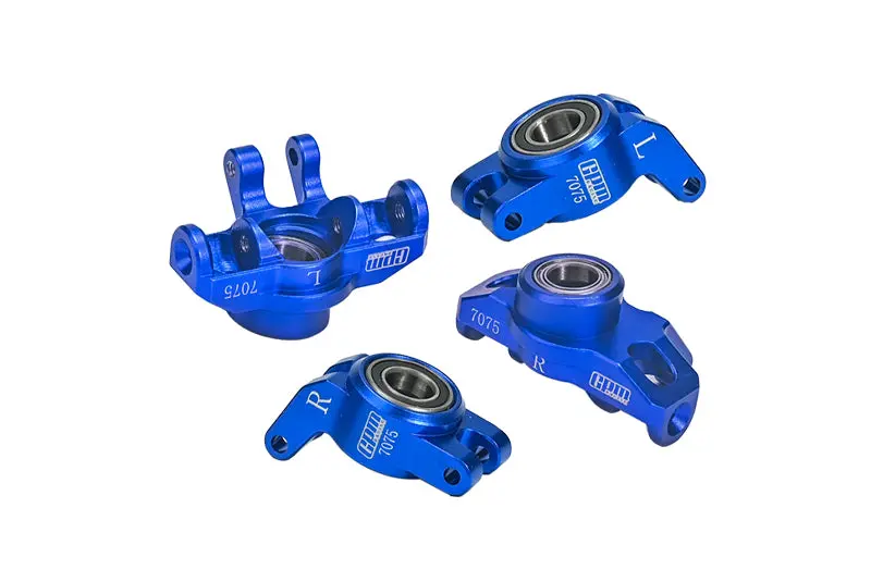 Aluminum 7075 Front Steering Block + Rear Hub (Larger Inner Bearings) For Arrma 1/18 Granite Grom Mega 380 Brushed 4X4 Monster Truck Ara2102 - Blue 1
