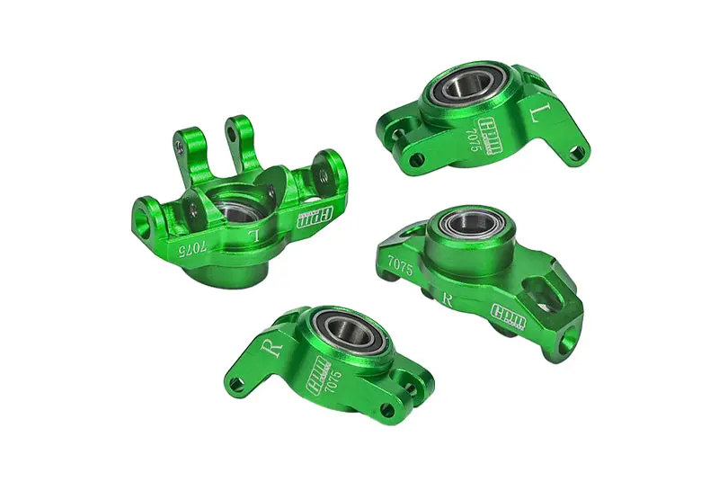Aluminum 7075 Front Steering Block + Rear Hub (Larger Inner Bearings) For Arrma 1/18 Granite Grom Mega 380 Brushed 4X4 Monster Truck Ara2102 - Green 1