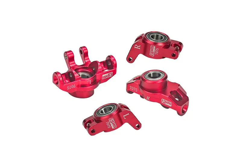 Aluminum 7075 Front Steering Block + Rear Hub (Larger Inner Bearings) For Arrma 1/18 Granite Grom Mega 380 Brushed 4X4 Monster Truck Ara2102 - Red 1