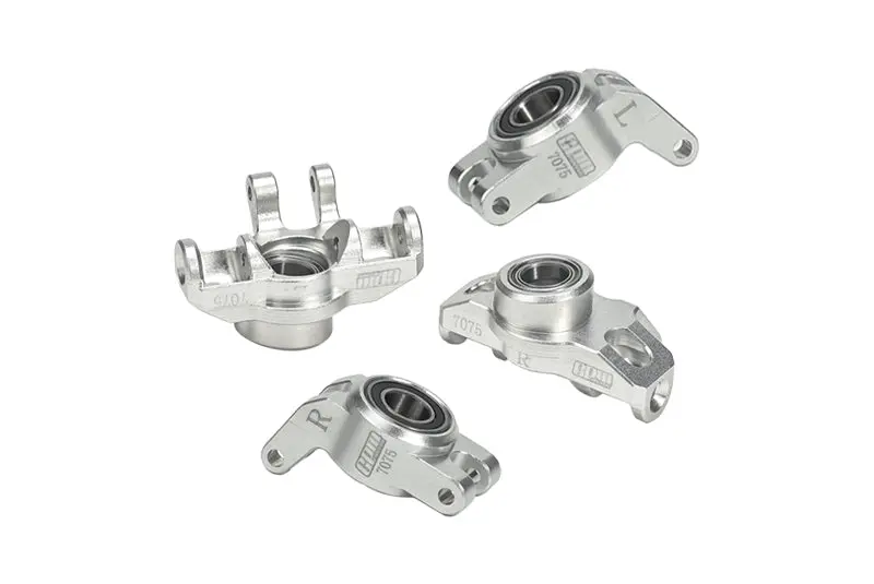 Aluminum 7075 Front Steering Block + Rear Hub (Larger Inner Bearings) For Arrma 1/18 Granite Grom Mega 380 Brushed 4X4 Monster Truck Ara2102 - Silver 1