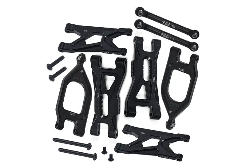 Aluminum 7075 Front Upper & Lower Suspension Arms + Rear Suspension Arms & Link Rod For Arrma 1/10 Gorgon 4X2 Mega 550 Brushed Monster Truck-Ara3230 Upgrade Parts - Blue 1