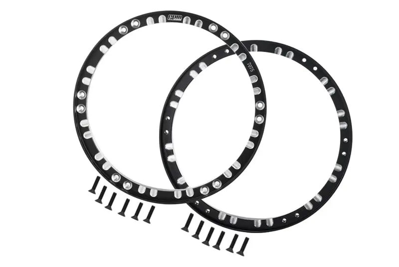Aluminum 7075 Front Wheel Reinforcement Rings Set For Losi 1:4 Promoto-Mx Motorcycle Dirt Bike Rtr Fxr Los06000 Los06002 Upgrades - Black 1
