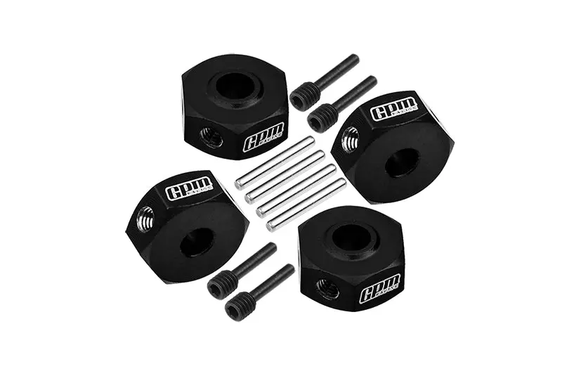 Aluminum 7075 Hex Adapters (12Mm) For Losi 1/18 Mini Lmt 4X4 Brushed Monster Truck Rtr-Los01026 Upgrade Parts - Black 1
