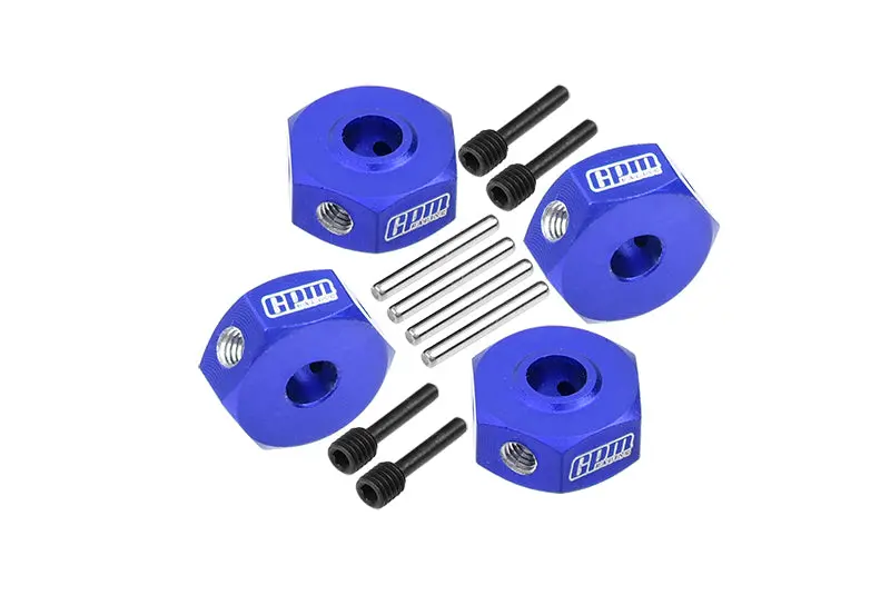 Aluminum 7075 Hex Adapters (12Mm) For Losi 1/18 Mini Lmt 4X4 Brushed Monster Truck Rtr-Los01026 Upgrade Parts - Blue 1