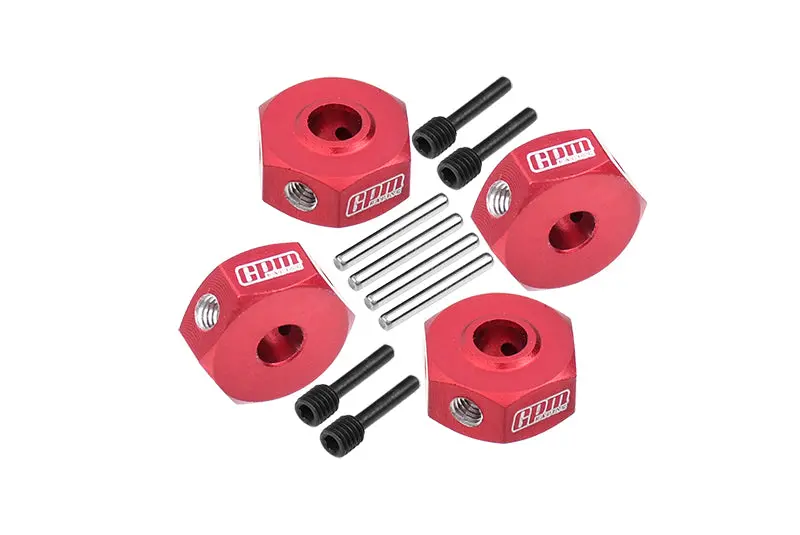 Aluminum 7075 Hex Adapters (12Mm) For Losi 1/18 Mini Lmt 4X4 Brushed Monster Truck Rtr-Los01026 Upgrade Parts - Red 1