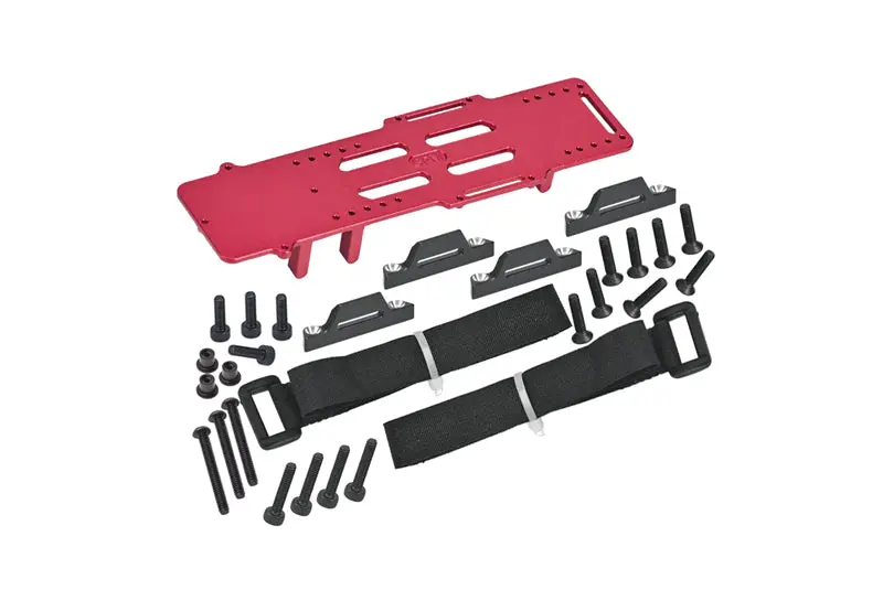 Aluminum 7075 Large Capacity Battery Compartment With Esc And Receiving Bracket For Losi 1/18 Mini Lmt 4X4 Brushed Monster Truck Rtr-Los01026 Upgrades - Red 1