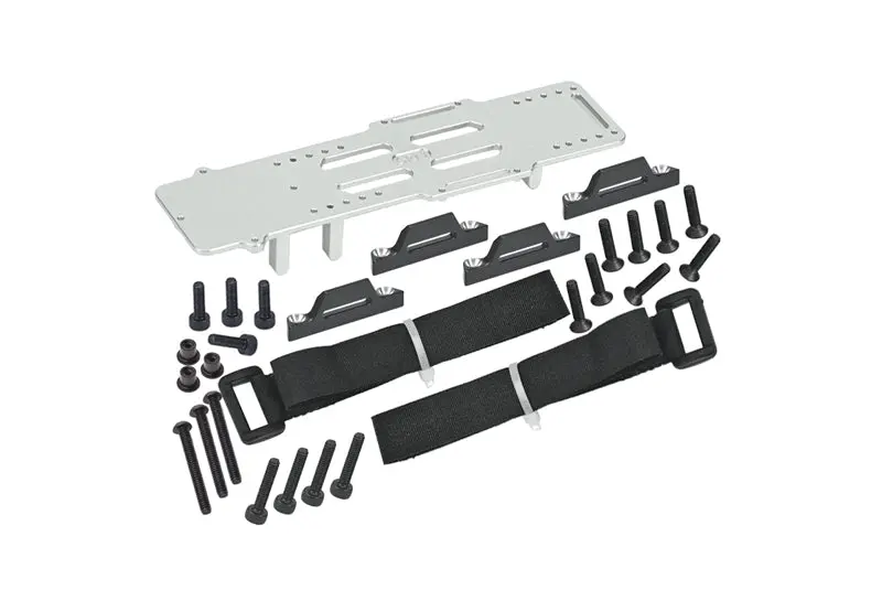 Aluminum 7075 Large Capacity Battery Compartment With Esc And Receiving Bracket For Losi 1/18 Mini Lmt 4X4 Brushed Monster Truck Rtr-Los01026 Upgrades - Silver 1