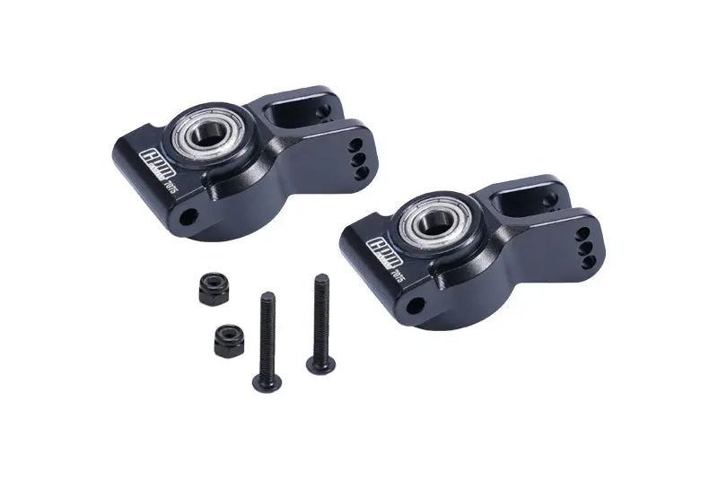 Aluminum 7075 Rear Hub Set (Larger Inner Bearings) For Losi 1/10 Lasernut U4 Tenacity Los03028 Upgrade Parts - Black 1