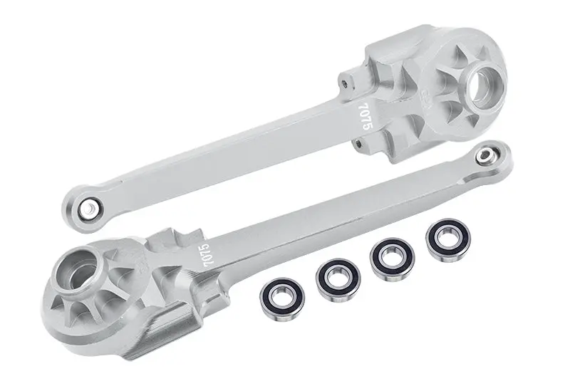 Aluminum 7075 Rear Suspension Arms (Larger Inner Bearings) For Tamiya 1:10 R/C 58719 Bbx Bb-01 Chassis - Silver 1