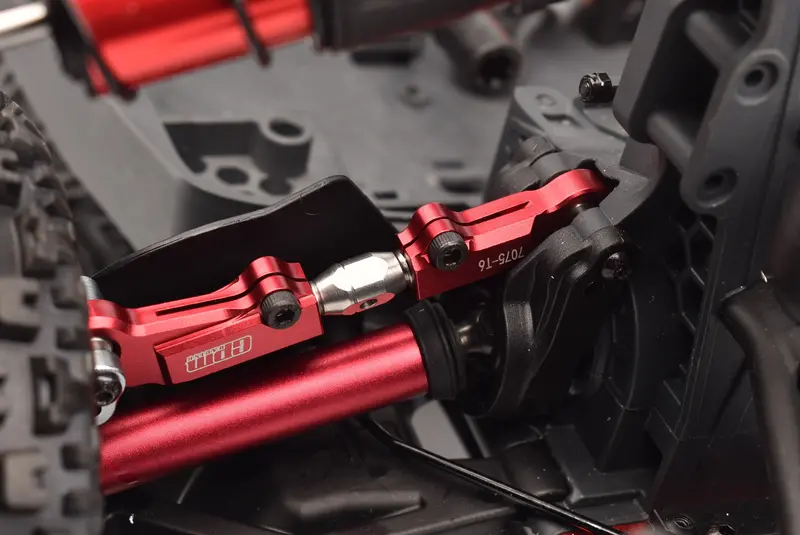 Aluminum 7075 + Stainless Steel Rear Upper Adjustable Links For Arrma 1/8 Mojave 4X4 4S Blx Desert Truck Rtr-Ara4404 Upgrade Parts - Red 2