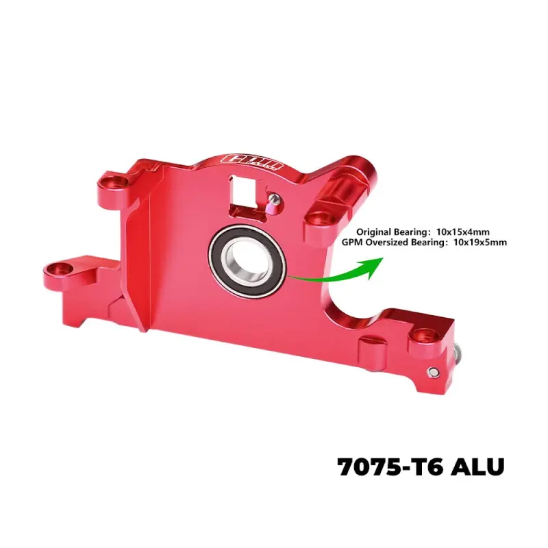Aluminum 7075-T6 Alloy Bearing Motor Mount For Traxxas 1:8 Jato 4X4 / 1:10 Rustler 4X4 / Ford Fiesta St Rally / Slash 4Wd Upgrade Parts - Red 2