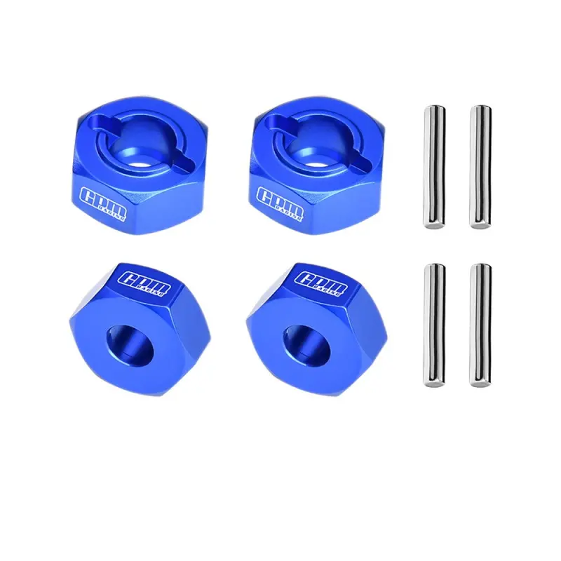 Aluminum 7075-T6 Alloy Front And Rear 12Mm Wheel Hub Axle Hole 6Mm For Traxxas 1:10 Ford Fiesta St / Bigfoot 2S / Rustler 2S / Slash 4X4 Vxl / Ford Raptor R / Stampede / 1:8 Jato 4X4 Vxl - Blue 1
